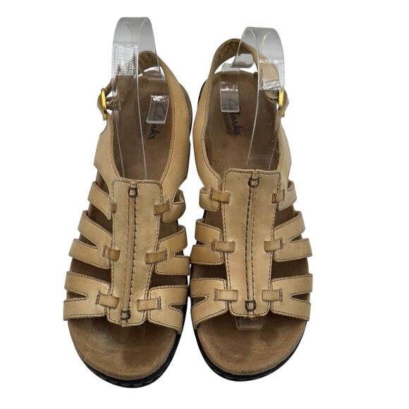 Clarks Women's Beige Bendables Leather Strappy Sandals Size 9M - Picture 3 of 11